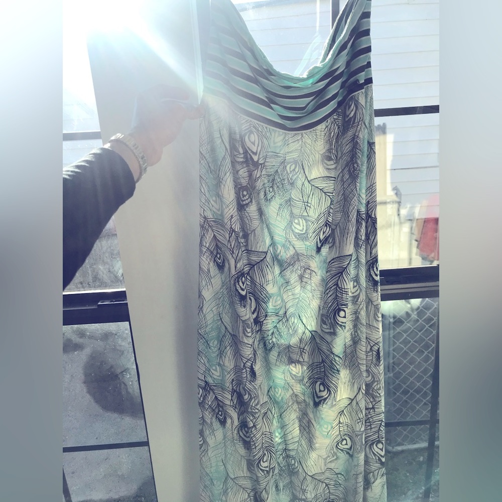 Element Teal Stripped Peacock Strapless Dress Size L